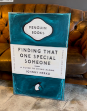 Load image into Gallery viewer, Finding That Someone Special ( Blue) Penguin Book Cover Art By Johnny Herko
